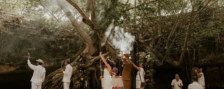 Cérémonie traditionnelle d'union matrimoniale maya