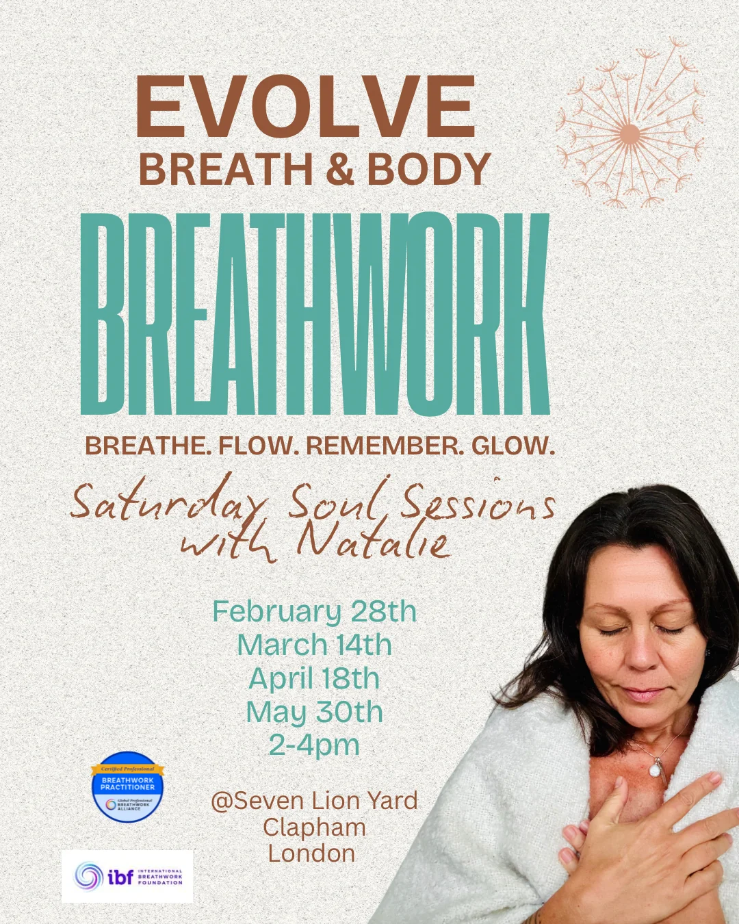 Sessions de Breathwork en groupe de respiration consciente connectée à Londres avec une facilitatrice informée du traumatisme, Natalie — Evolve Breath Body ™