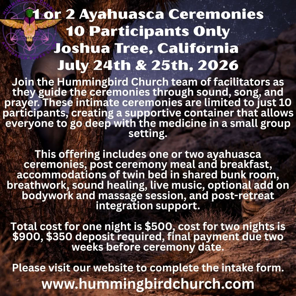 10 participants seulement - Joshua Tree, Californie - 24 et 25 juillet 2026 - Cérémonie d'une nuit ou de deux nuits