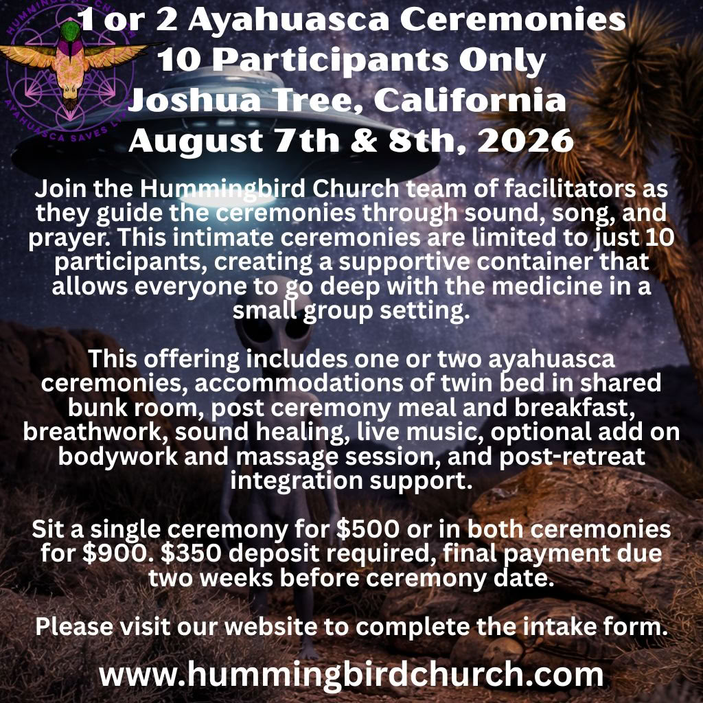 10 participants seulement - Joshua Tree, Californie - 7 et 8 août 2026 - Cérémonie d'une nuit ou de deux nuits