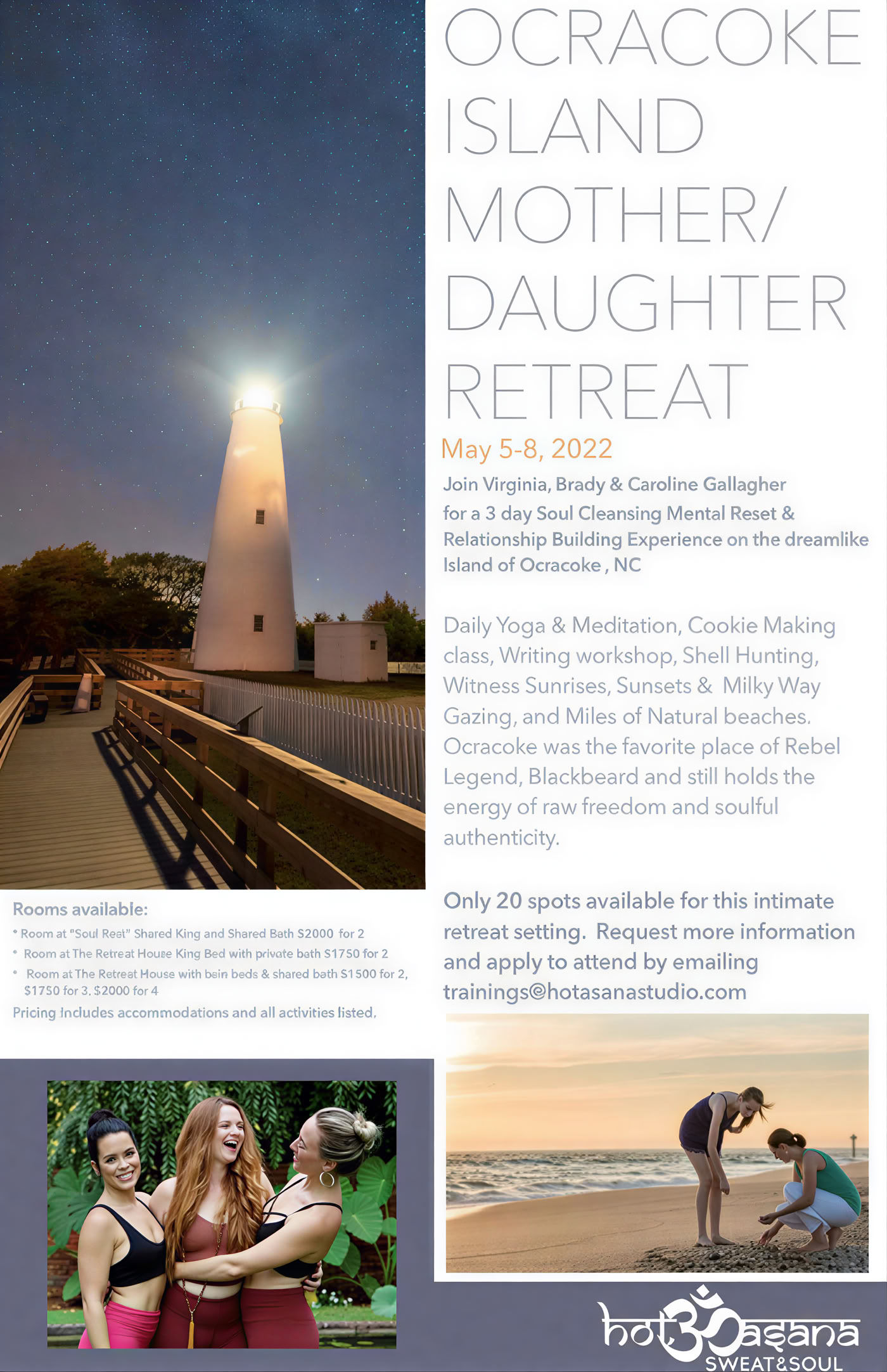 Retraite pour femmes sur l'île d'Ocracoke avec Dr. Jen Reid, Virginia Gallagher et Savana Harwood