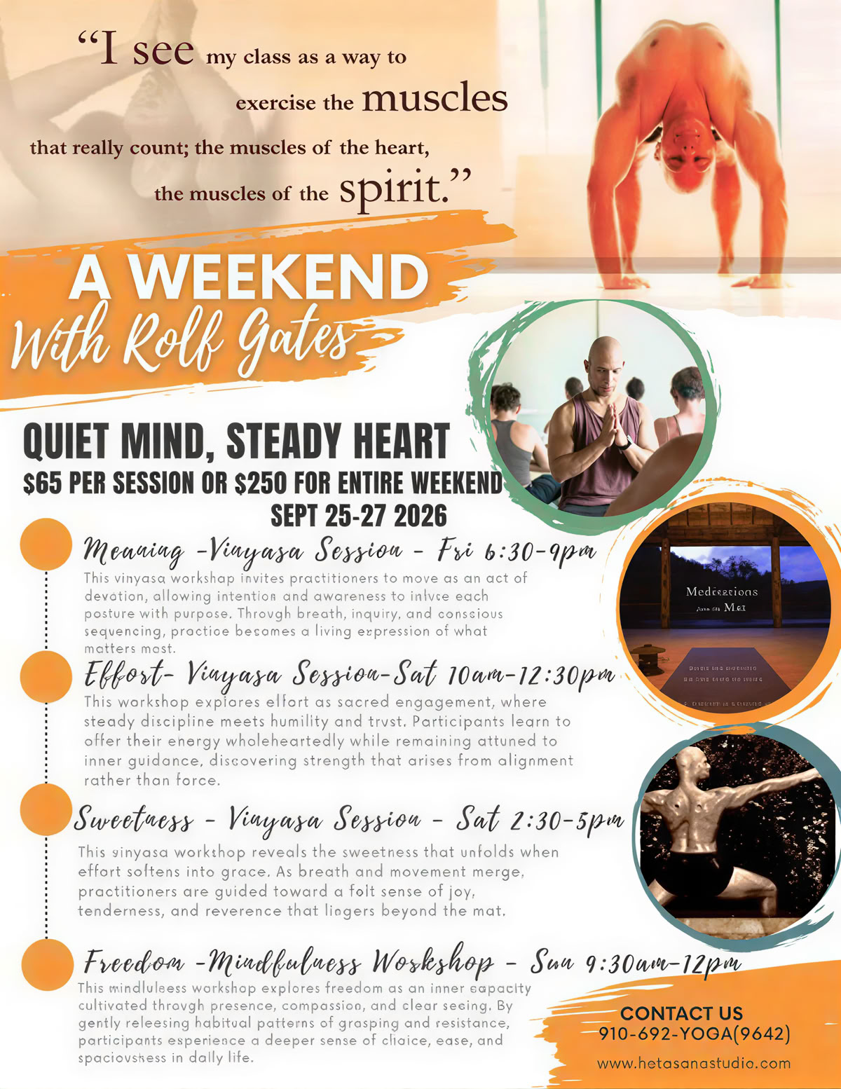 Quiet Mind, Steady Heart - Un week-end de Vinyasa et atelier de méditation avec Rolf Gates