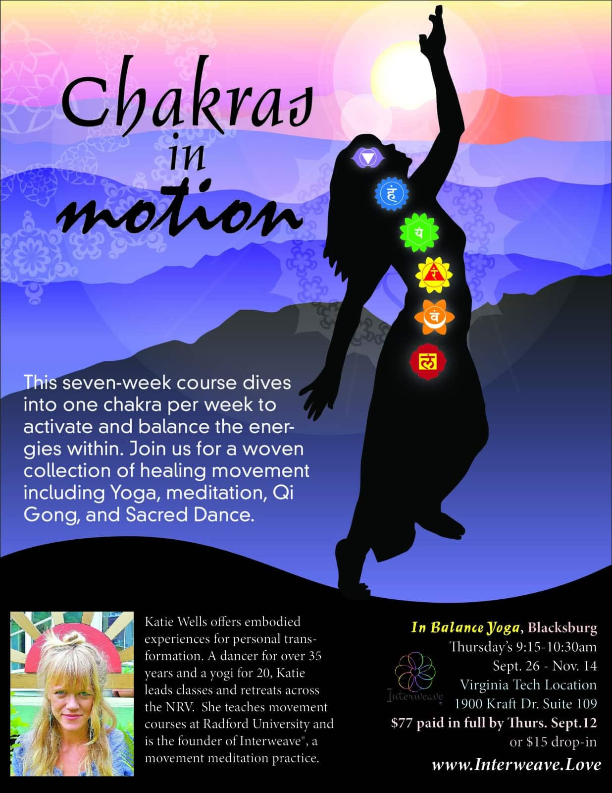 Chakras en mouvement au In Balance Studio, Blacksburg