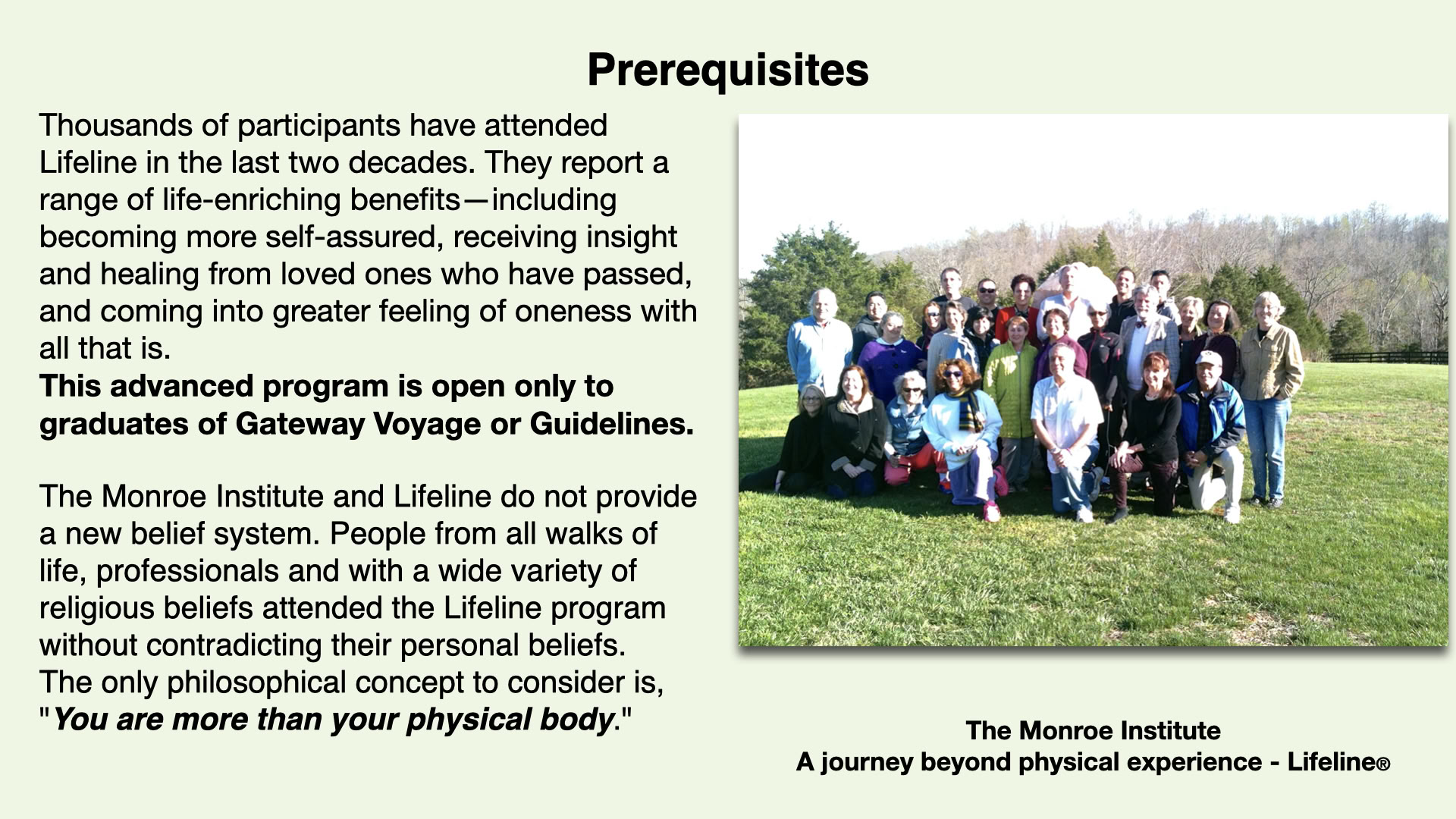 Retraite expérientielle Lifeline® de 6 jours