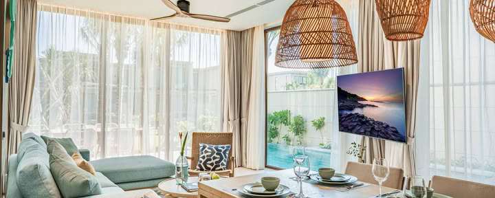 Villa jardin de trois chambres – accès à la piscine