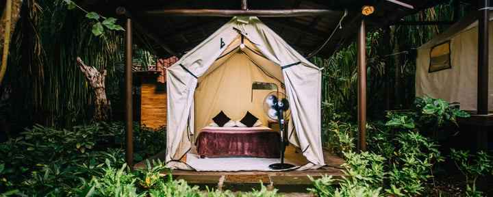 Tente plateforme sans climatisation – lit queen uniquement